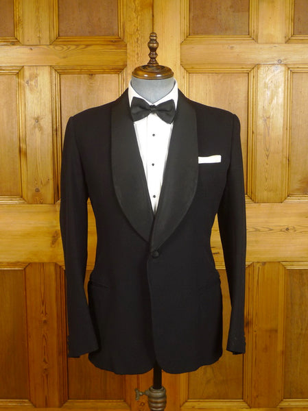 24/0300 vintage 1957 savile row bespoke black s/b grosgrain shawl dinner jacket 40 regular