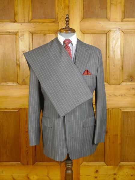 24/0430a immaculate vintage bespoke tailored grey worsted rope-stripe 3-piece suit 41 long