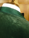 23/0636 jarvis & hamilton 1999 savile row bespoke green silk velvet d/b smoking jacket w/ frogging (made for famous knight of the realm) 47 short to regular