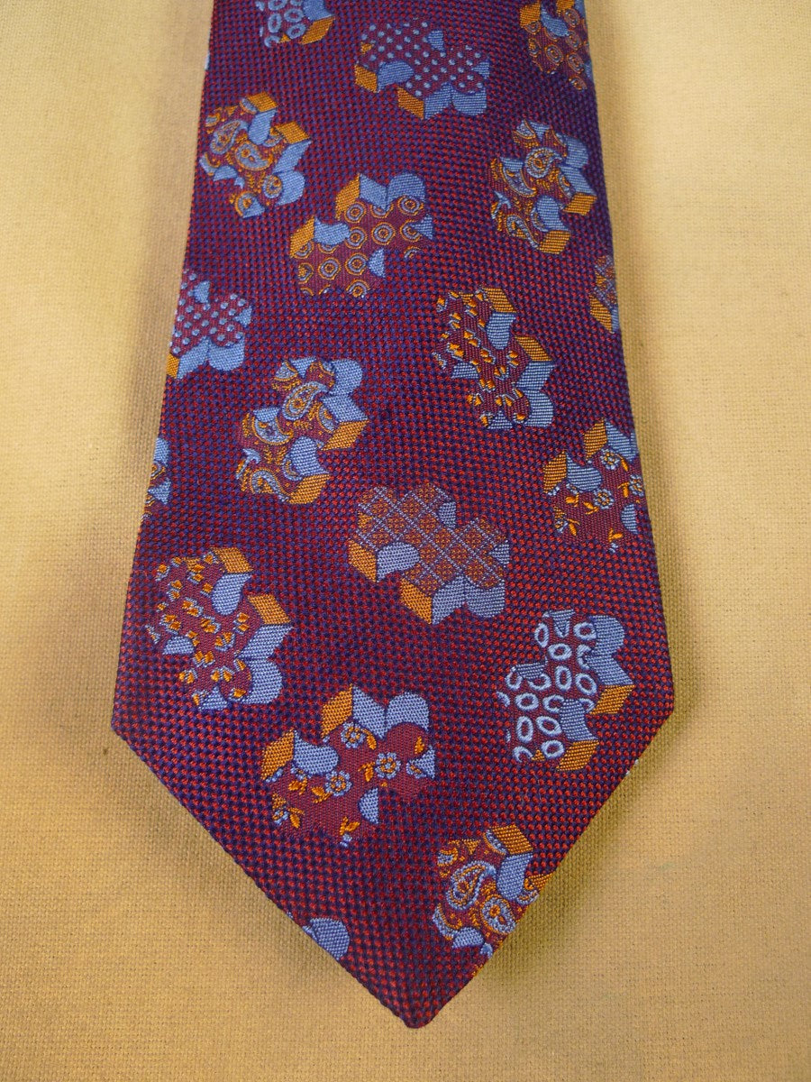 24/0263 turnbull & asser Jermyn Street maroon teal jigsaw pattern 100% silk tie