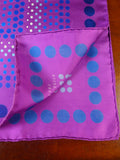 24/0314 Turnbull & asser Jermyn St. pink purple blue circle pattern 125 years anniversary all silk pocket square