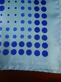 24/0312 Turnbull & asser Jermyn St. blue circle pattern all silk pocket square