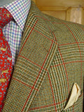 24/0468 vintage 1962 bernard weatherill savile row bespoke heavyweight glen check tweed hacking jacket w/ action back 42 long