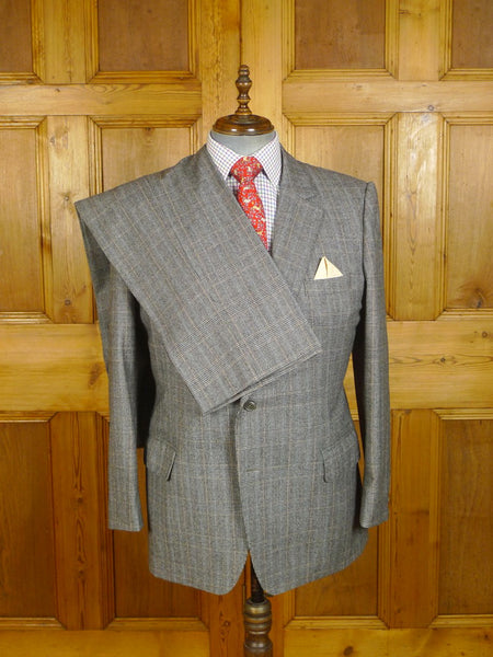 24/0462 immaculate vintage bond st london bespoke grey / brown prince of wales check worsted flannel suit 43-44 regular