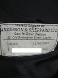 24/0502 anderson &sheppard 2010 savile row bespoke grey worsted suit (some damage) 46 regular