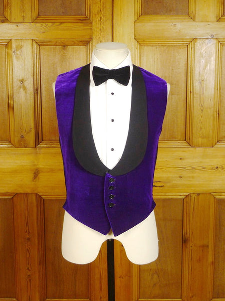 24/0544 wonderful vintage edwardian purple silk velvet shawl evening waistcoat 35-36