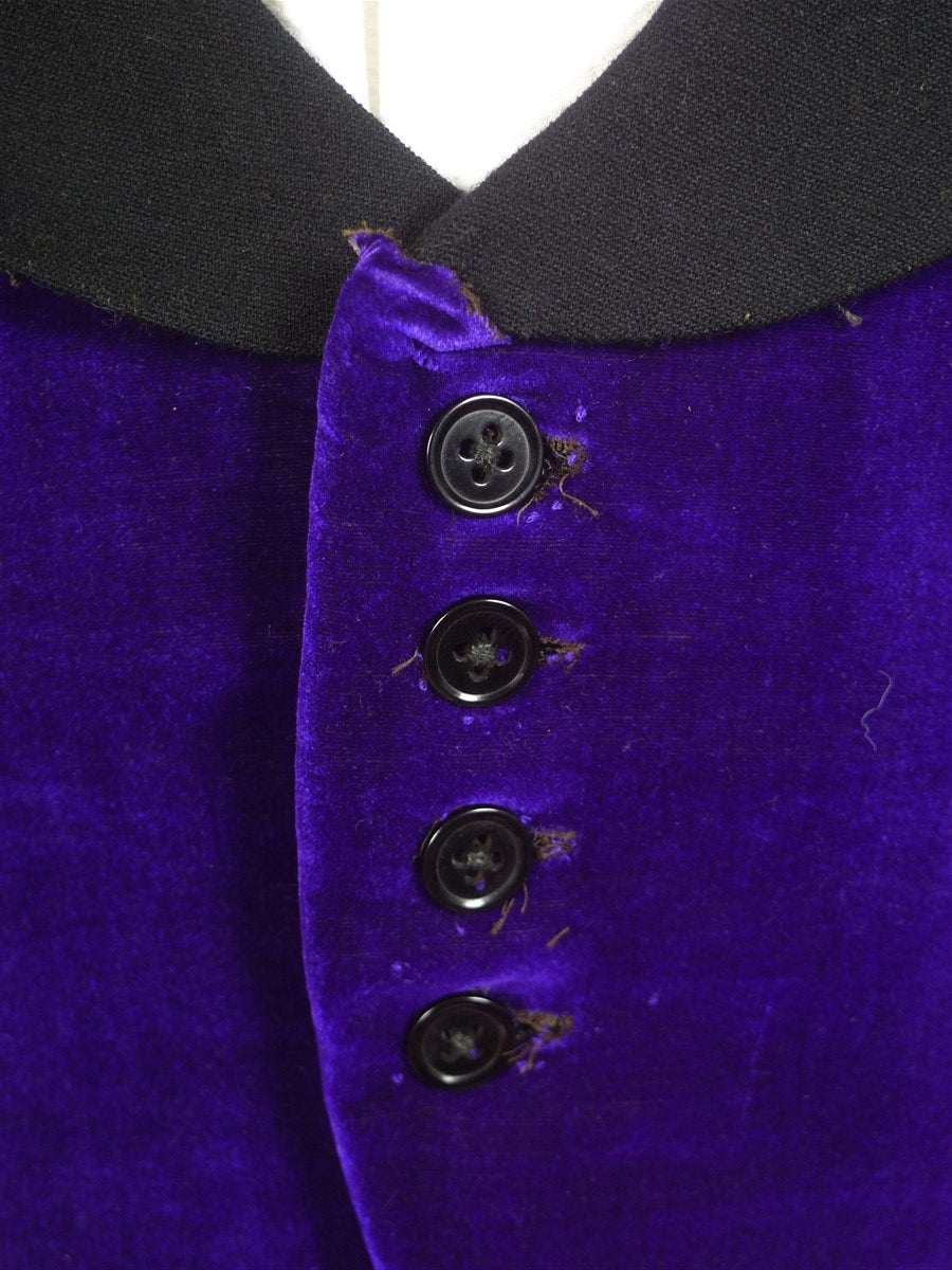 24/0544 wonderful vintage edwardian purple silk velvet shawl evening waistcoat 35-36