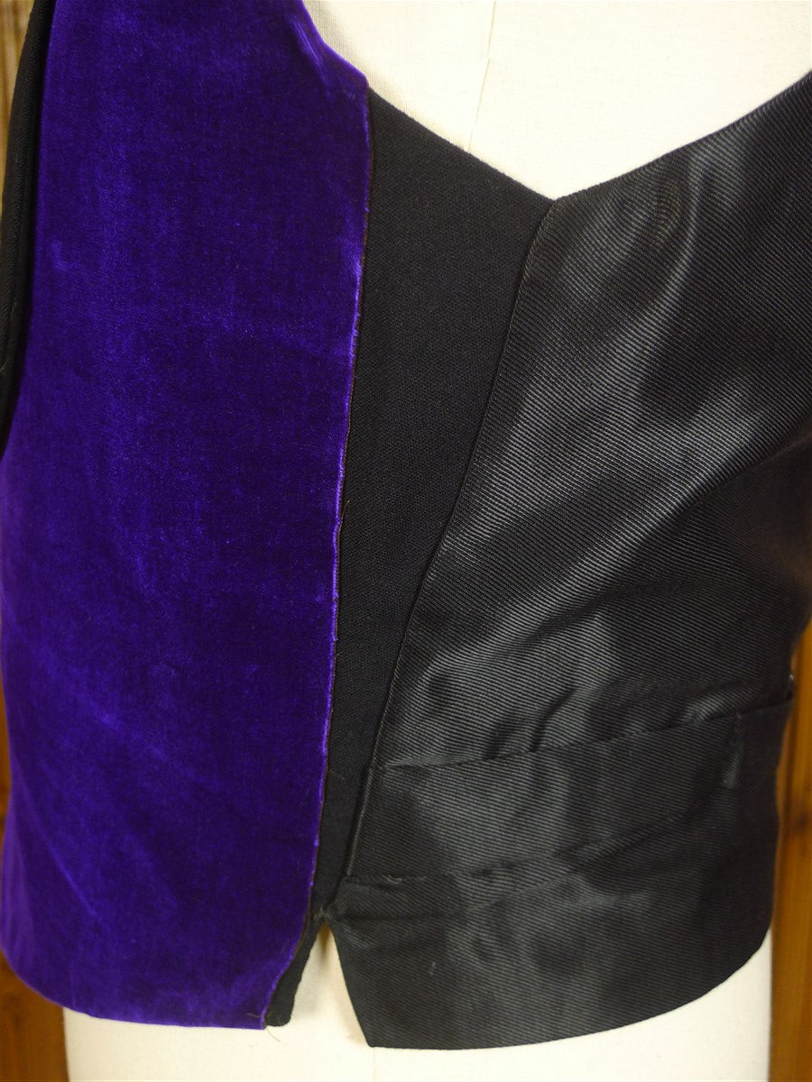 24/0544 wonderful vintage edwardian purple silk velvet shawl evening waistcoat 35-36