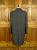 24/0569 beautiful vintage british (aquascutum?) grey herringbone overcoat w/ gauntlet cuff 42