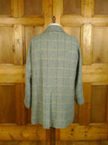 080824/02 amazing 1999 anderson & sheppard savile row bespoke grey wp check tweed field coat w/ tattersall lining 44-45 regular