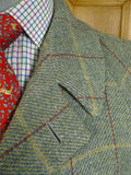 080824/02 amazing 1999 anderson & sheppard savile row bespoke grey wp check tweed field coat w/ tattersall lining 44-45 regular