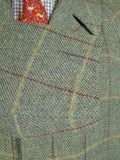 080824/02 amazing 1999 anderson & sheppard savile row bespoke grey wp check tweed field coat w/ tattersall lining 44-45 regular