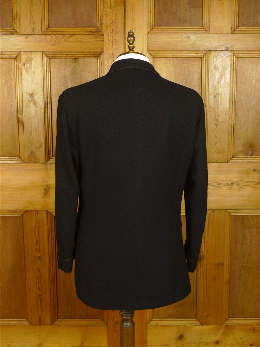 080824/06 immaculate vintage 1980 anderson & sheppard savile row bespoke black wool smoking / dinner jacket w/ frogging 44-45 regular to long