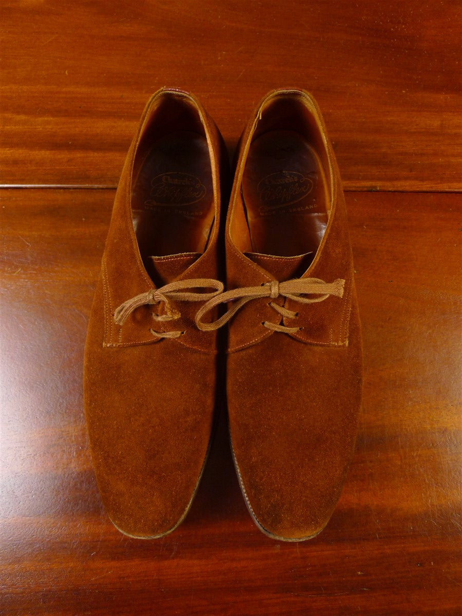 24/0809 vintage church's tan brown suede derby shoe UK11 narrow fitting