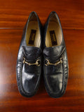 24/1025 vintage bally italy black horse-bit leather loafer shoe uk 10.5