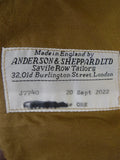 24/0854 immaculate 2022 anderson & sheppard savile row bespoke tan fine wool trouser 46