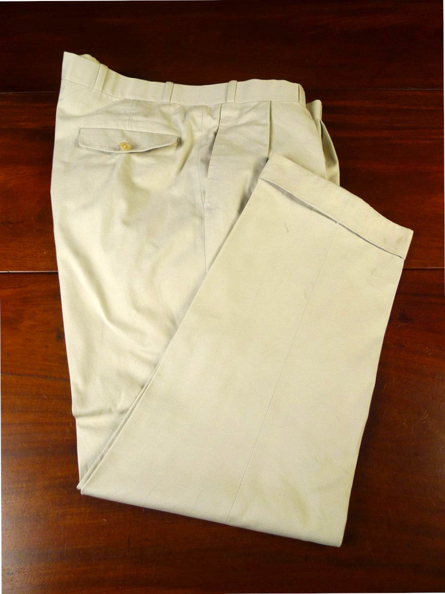 24/0848 kent haste lachter savile row bespoke cream beige cotton chino trouser 40