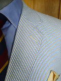 24/0834 kent haste lachter savile row bespoke blue cotton seersucker stripe sports jacket blazer 51 regular