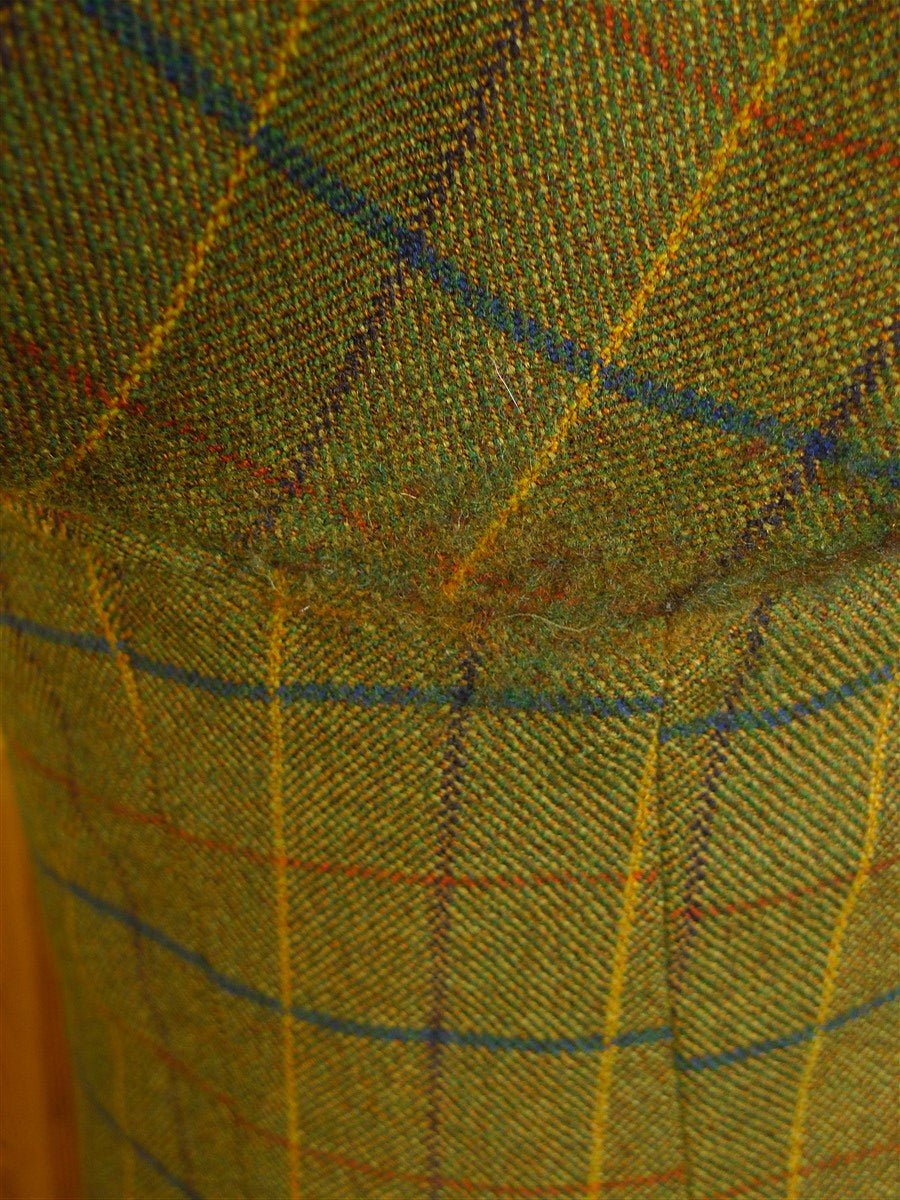 24/0882 bespoke tailored green wp check tweed shooting suit w/ ghillie collar 42 long