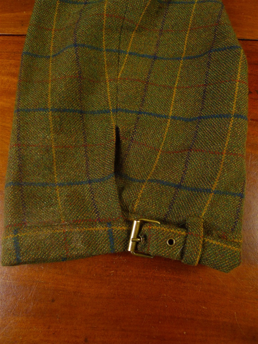 24/0882 bespoke tailored green wp check tweed shooting suit w/ ghillie collar 42 long