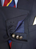 24/0891 vintage 1995 kilgour french stanbury navy blue mohair blazer w/ regimental buttons 45 regular