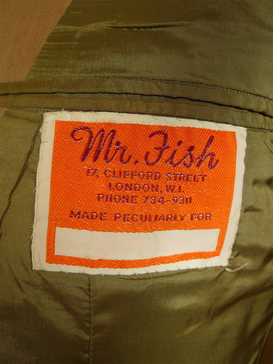 24/0902 ultra rare 1968 Mr. Fish Clifford St. Soho tan mohair 3-piece suit 37-38 regular