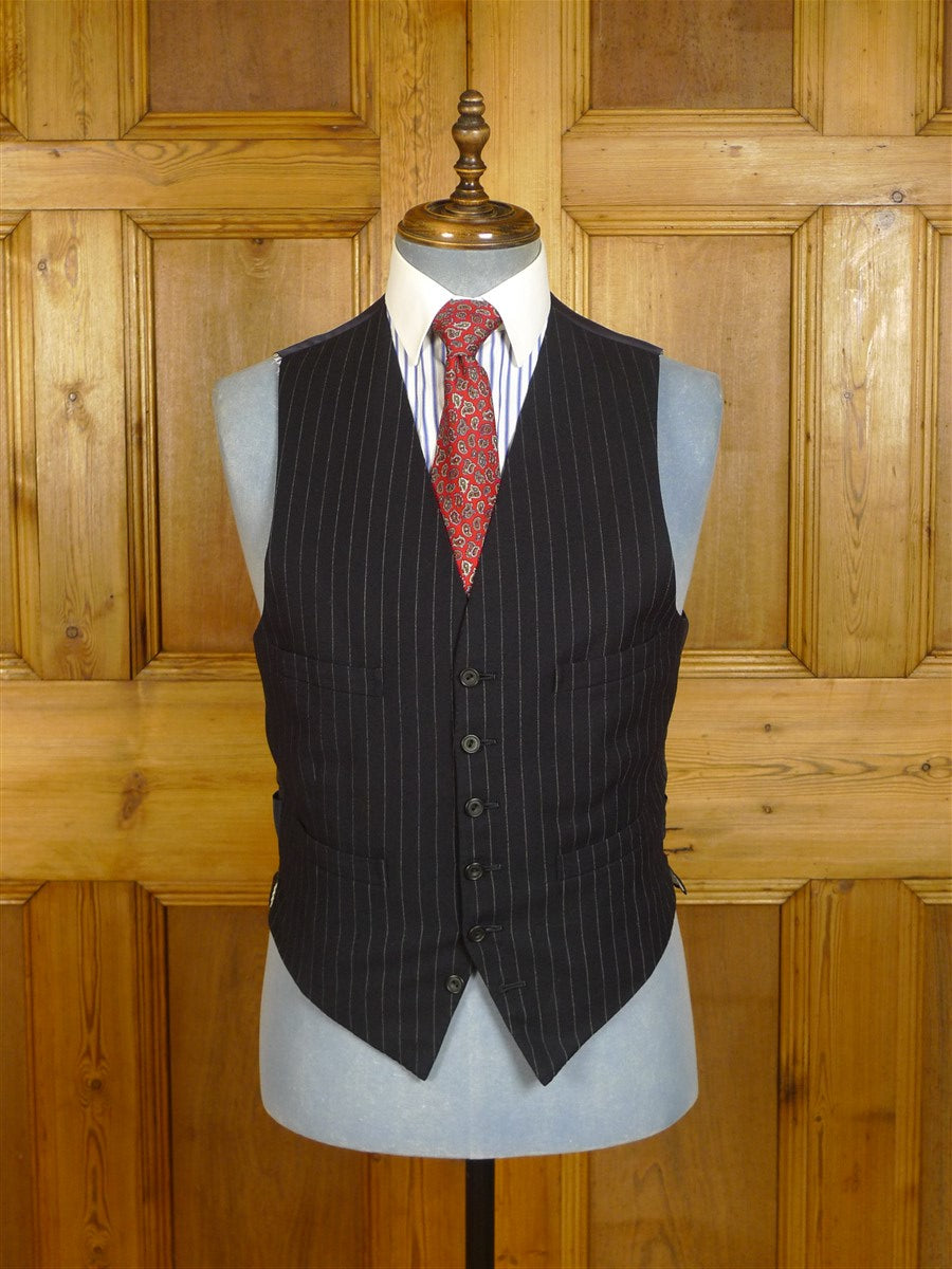 24/0912 immaculate 1964 huntsman savile row bespoke navy blue rope-stripe waistcoat & trouser 40 short to regular