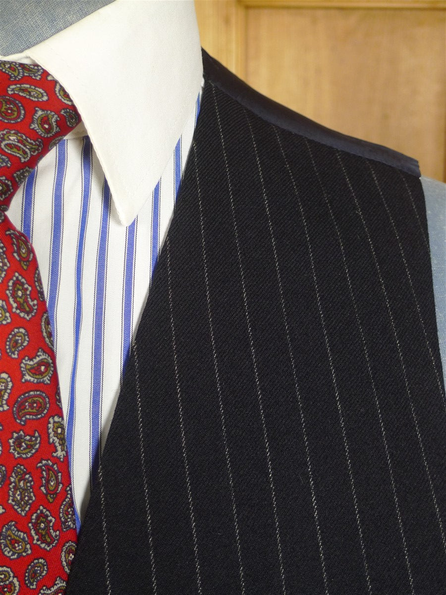 24/0912 immaculate 1964 huntsman savile row bespoke navy blue rope-stripe waistcoat & trouser 40 short to regular