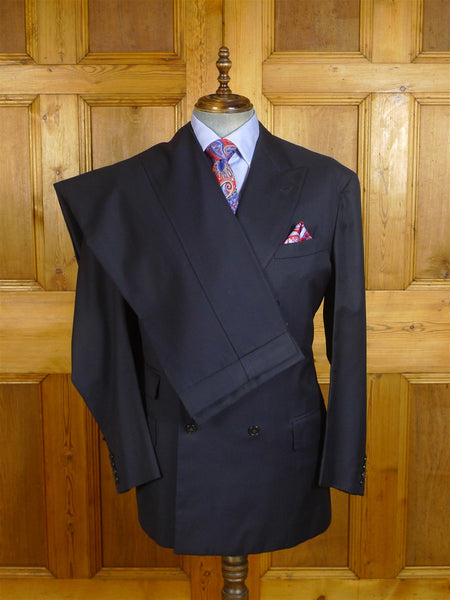 24/0900 vintage 1999 anderson & sheppard savile row bespoke navy blue d/b worsted suit 45-46 regular to long