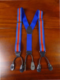 24/0917 immaculate blue red gold woven elastic braces w/ black leather ends multifit