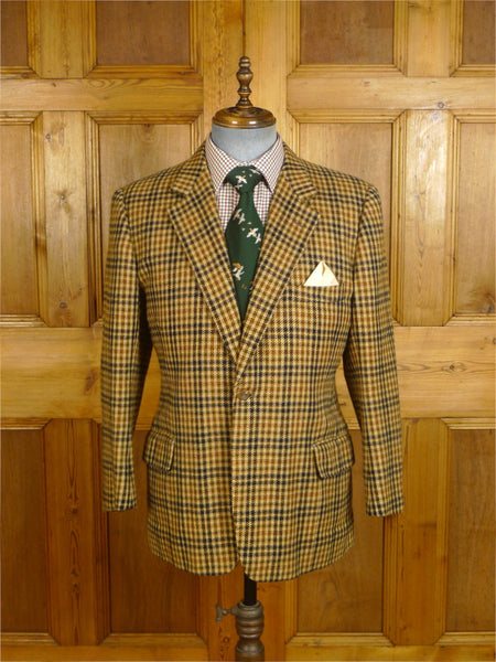 24/0931 vintage 1983 joce & co savile row bespoke cashmere brown gun check sports jacket blazer 40-41 short