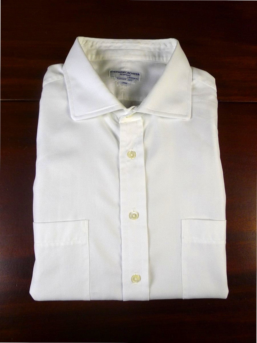 24/0941 immaculate stephen lachter savile row bespoke white cotton s/cuff shirt 18.5