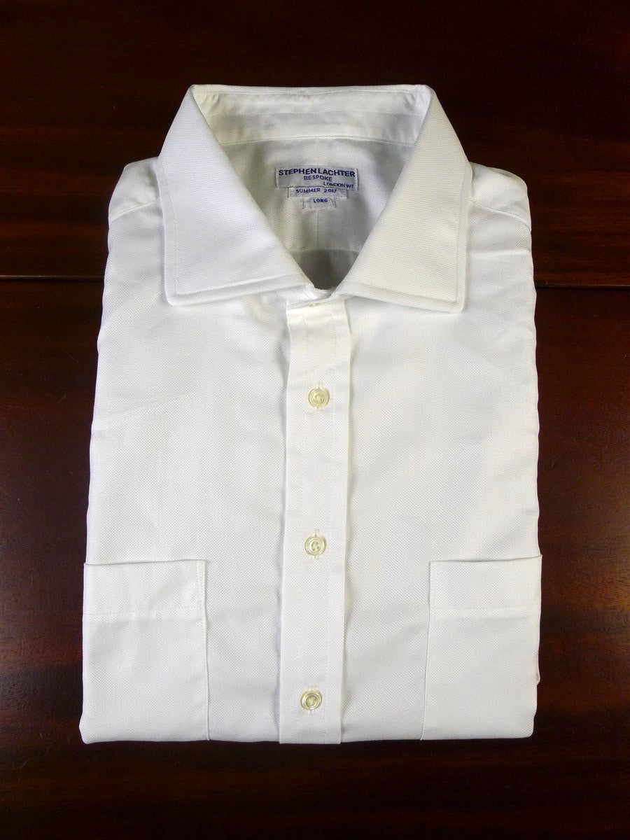 24/0947 immaculate stephen lachter savile row bespoke white cotton s/cuff shirt 18.5