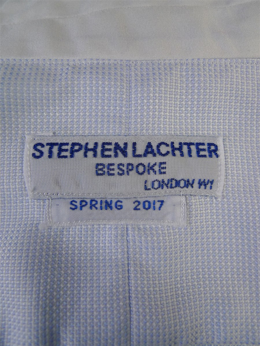 24/0953 stephen lachter savile row bespoke light blue cotton d/cuff shirt 18