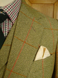 24/0974 immaculate john g hardy alsport cloth green / red wp check 3-piece tweed shooting suit (breeks) 37-38 long