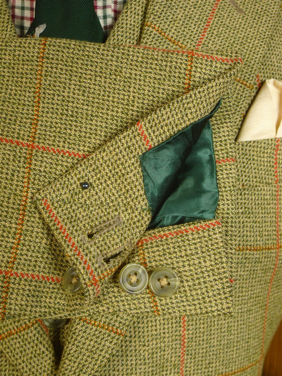 24/0974 immaculate john g hardy alsport cloth green / red wp check 3-piece tweed shooting suit (breeks) 37-38 long