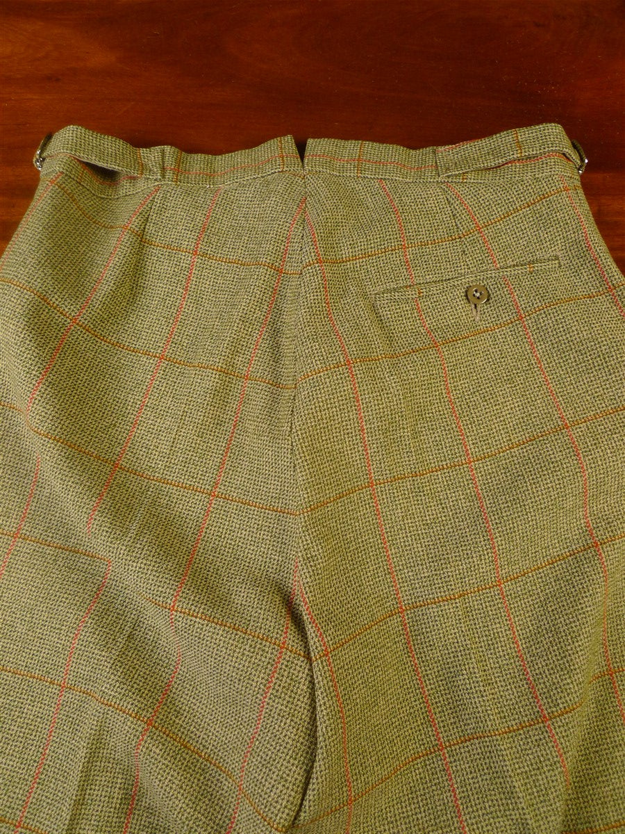 24/0974 immaculate john g hardy alsport cloth green / red wp check 3-piece tweed shooting suit (breeks) 37-38 long