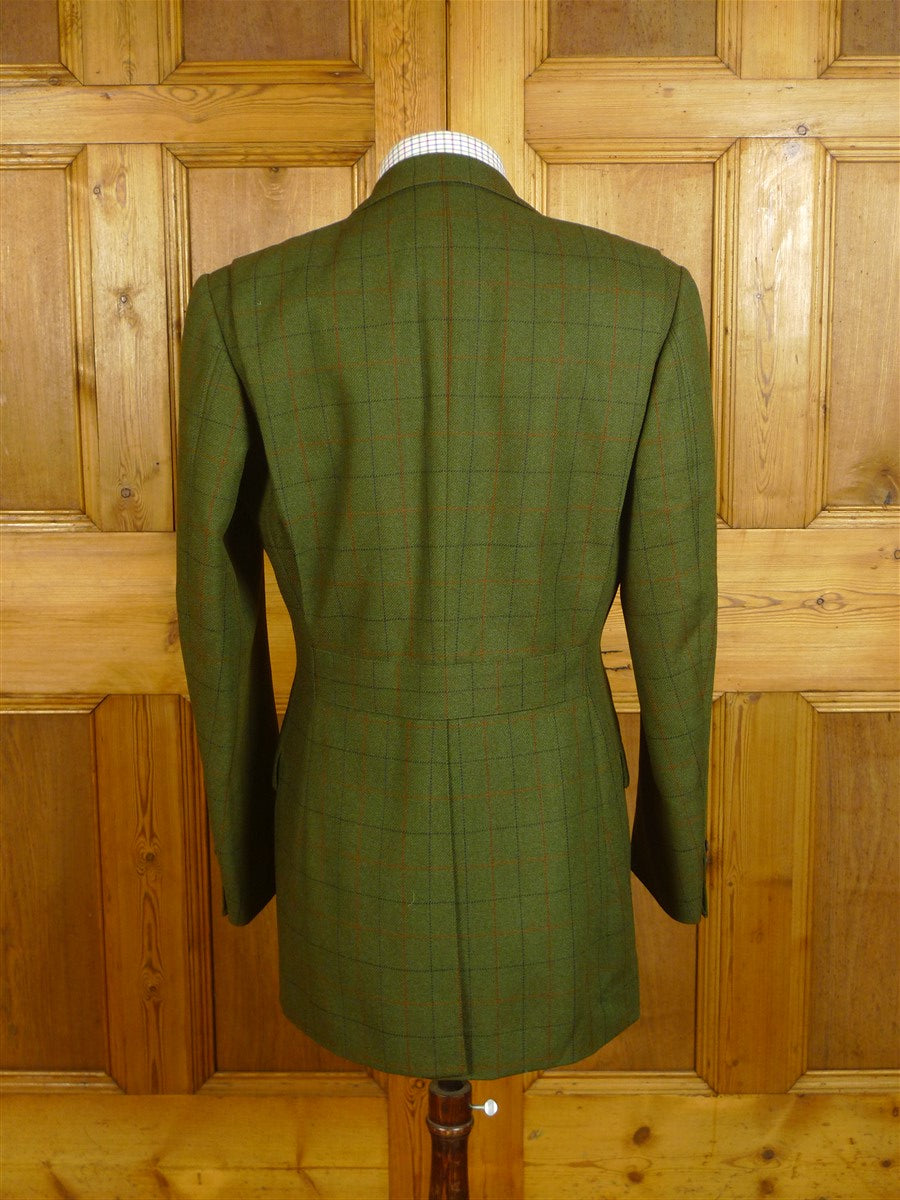 24/0975 immaculate vintage savile row bespoke green / red wp check 4-piece tweed shooting suit (2 pr breeks) 39 long