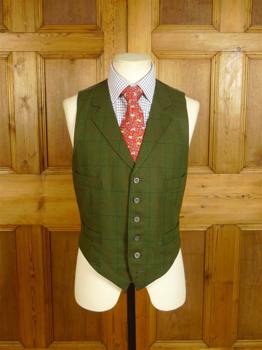 24/0975 immaculate vintage savile row bespoke green / red wp check 4-piece tweed shooting suit (2 pr breeks) 39 long