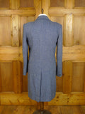 24/0972 beautiful vintage blue diagonal twill wool overcoat 41-42