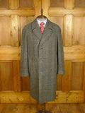 24/0958 vintage heavyweight grey crombie wool glen check tweed raglan sleeve overcoat 44-45