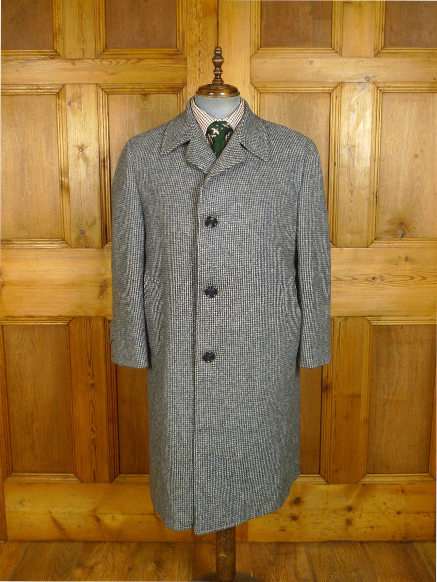 24/0959 vintage heavyweight grey check tweed raglan sleeve overcoat 44-45