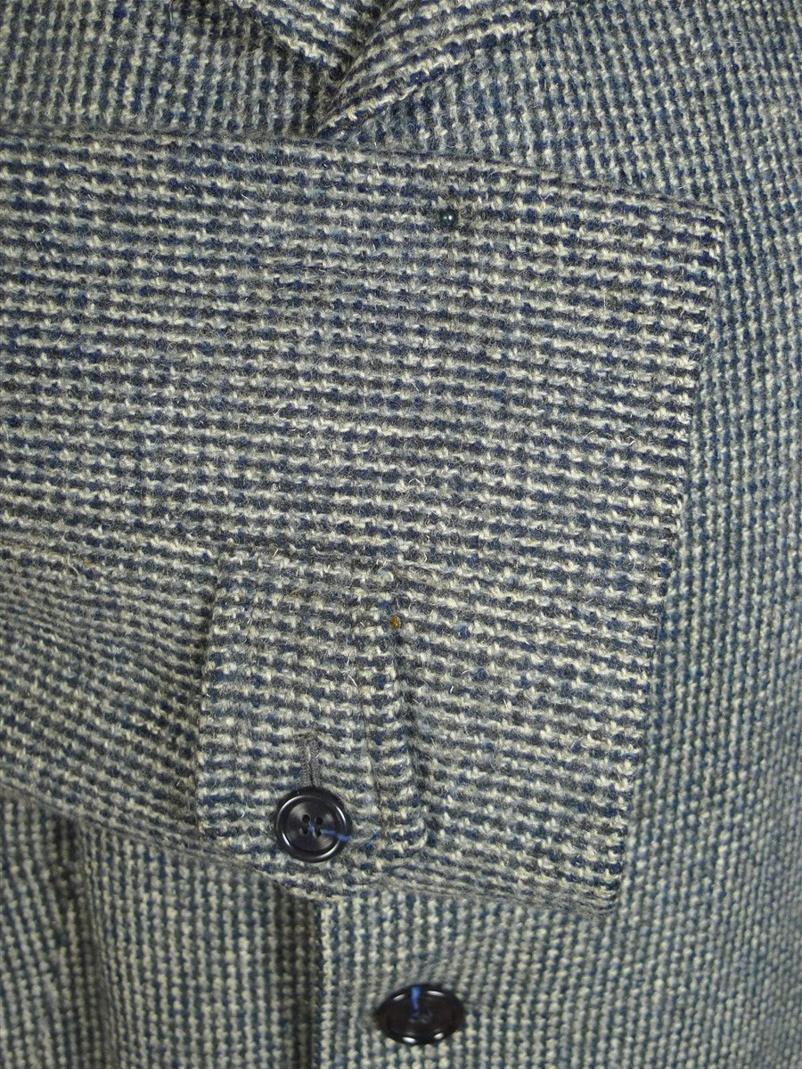 24/0959 vintage heavyweight grey check tweed raglan sleeve overcoat 44-45