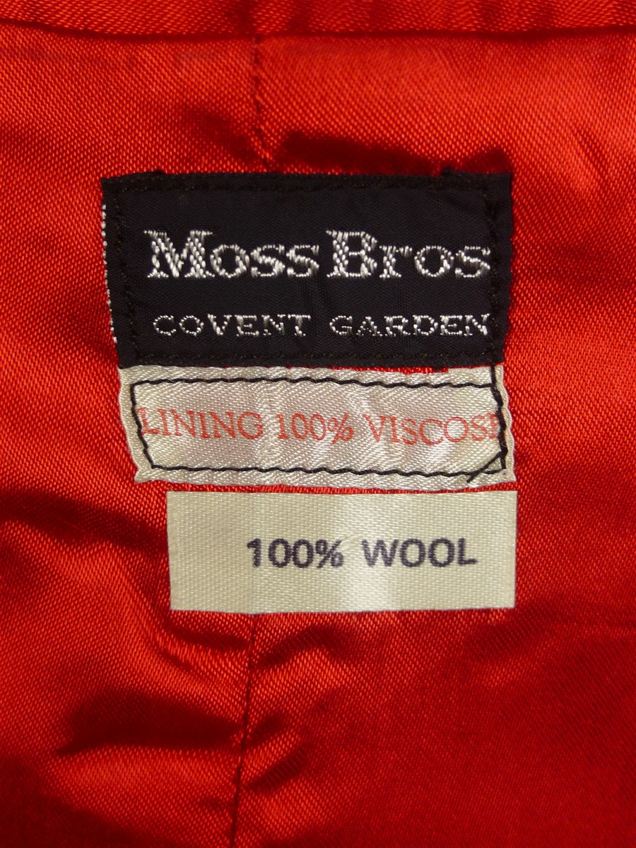 24/0997 immaculate vintage moss bros covent garden black cavalry twill riding / hunting jacket w/ red lining & velvet collar 41-42 regular