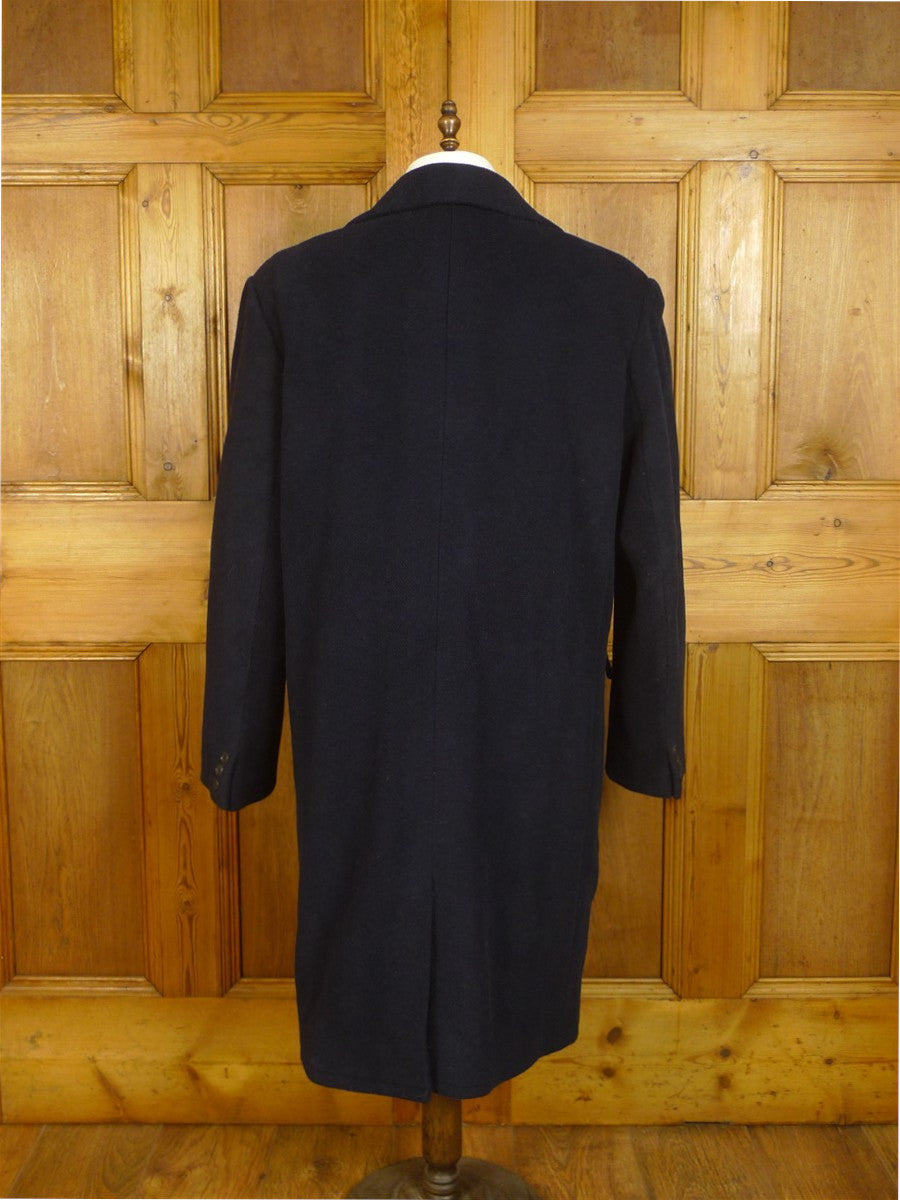 25/1065 vintage extra heavyweight navy blue textured wool overcoat 46