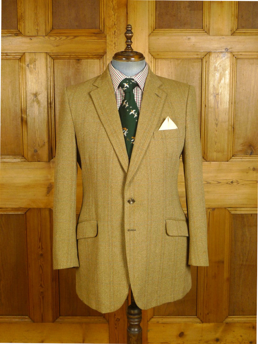 24/0990 vintage john g hardy brown beige wp check tweed jacket 42 regular