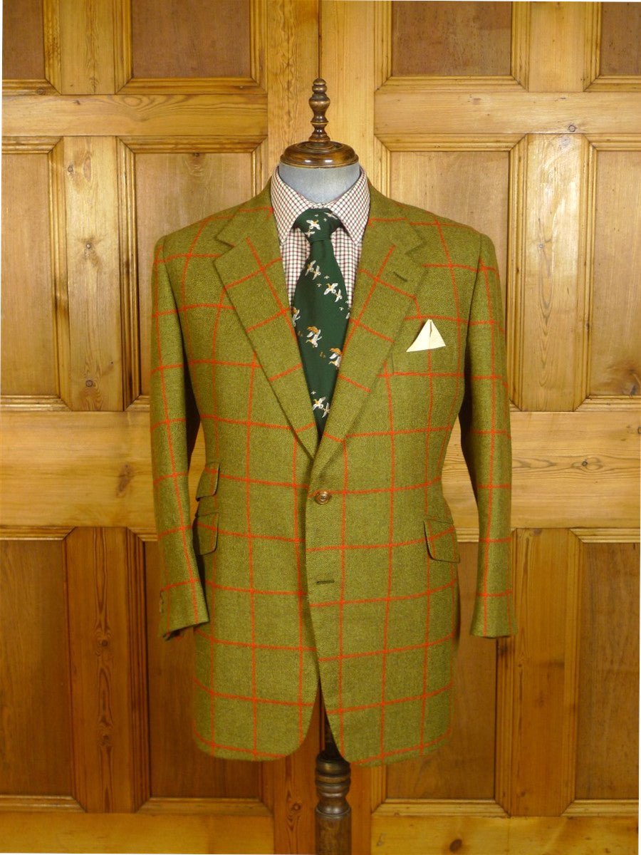 24/1012 immaculate p.a. crowe 2015 city of london bespoke green / red wp check tweed jacket 47 regular