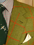 24/1012 immaculate p.a. crowe 2015 city of london bespoke green / red wp check tweed jacket 47 regular