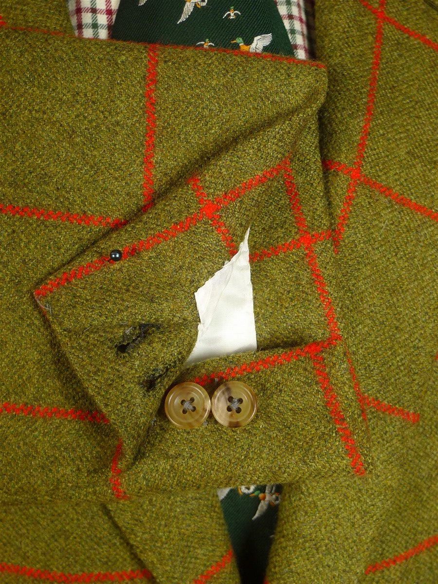 24/1012 immaculate p.a. crowe 2015 city of london bespoke green / red wp check tweed jacket 47 regular