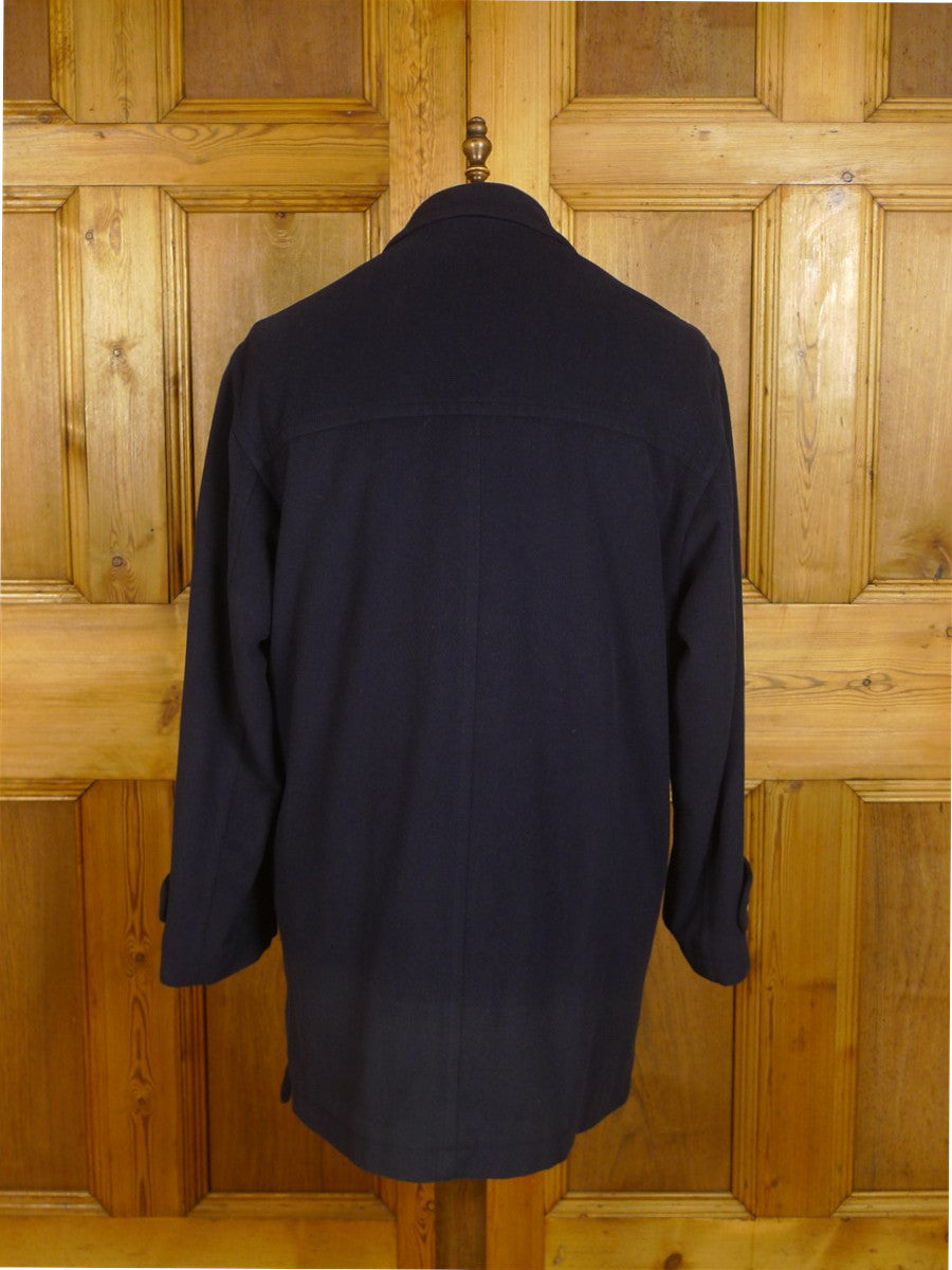 24/1016 regent london wool cashmere & angora navy blue field coat overcoat (rrp £1000) 46-48